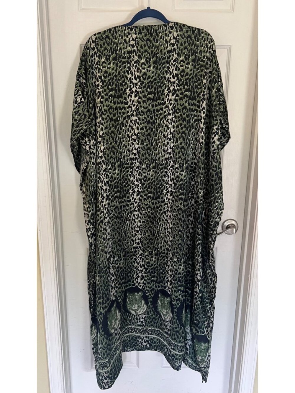 Vintage Jessica Taylor Green Tiger Animal Print Kaftan Dress Muumuu Caftan Maxi - Picture 9 of 9